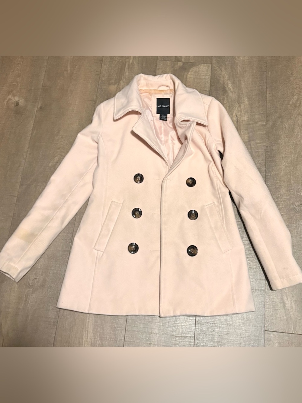 Me Jane Double-Breasted Light Pink Peacoat